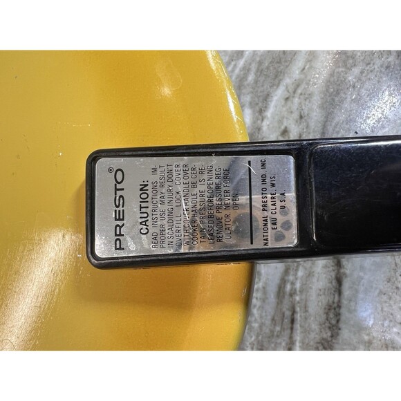 Presto Vtg 4 Quart Pressure Cooker Aluminum Harvest Yellow Model 02 PCA4H 4175 - Picture 2 of 11